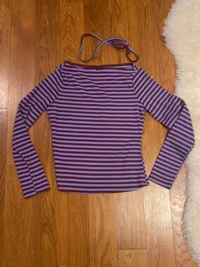 Athiral Women’s Stripe Boat Neck Long Sleeve Tee